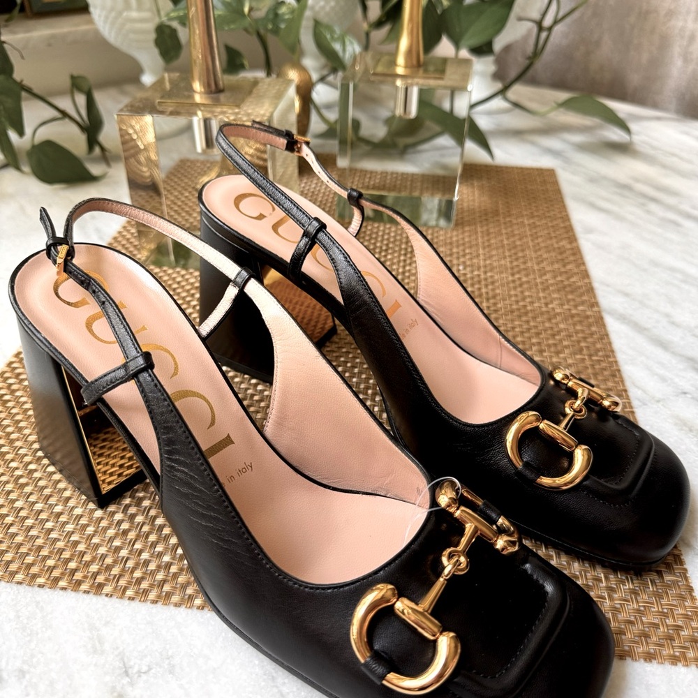 GUCCI black leather heels EUR 40 US 10